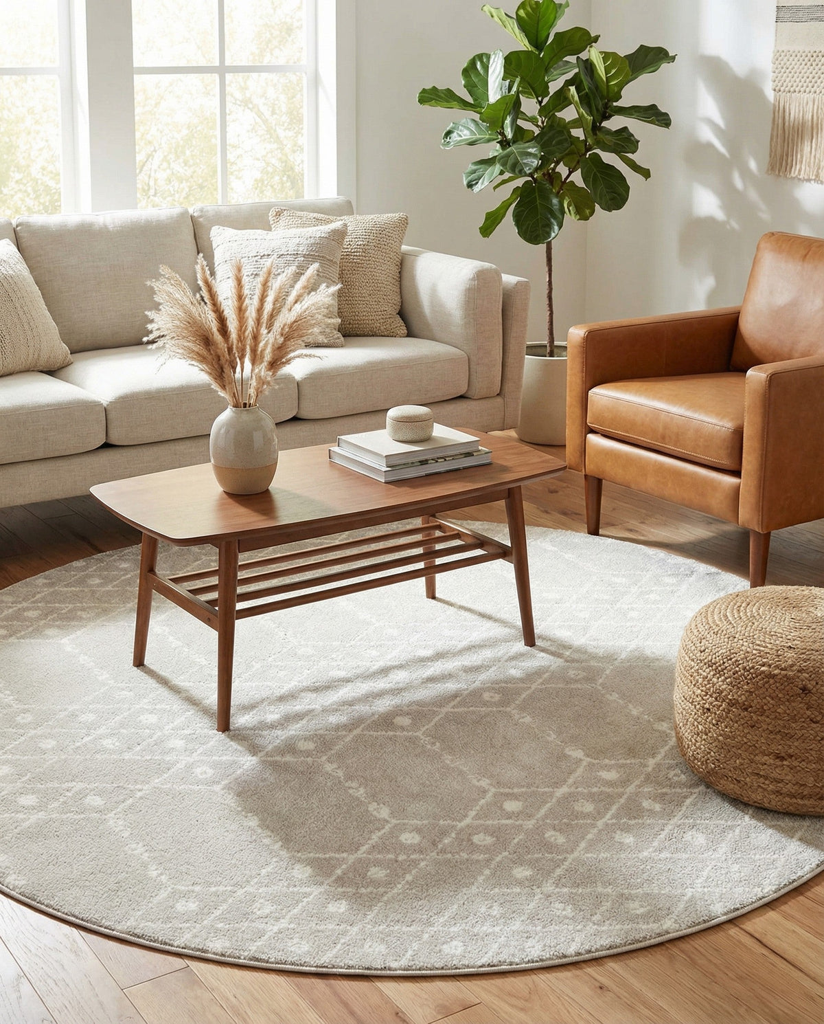Marrakesh Lattice Collection Area Rug - Casablanca (Light Gray) Round Light Gray  lifestyle 88