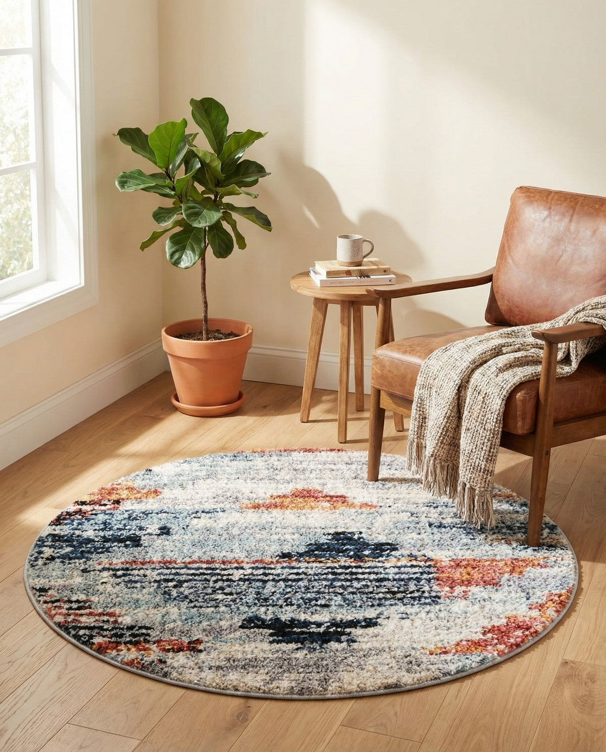 Santa Fe Trails Collection Area Rug -  Arroyo Round Multi  lifestyle 90