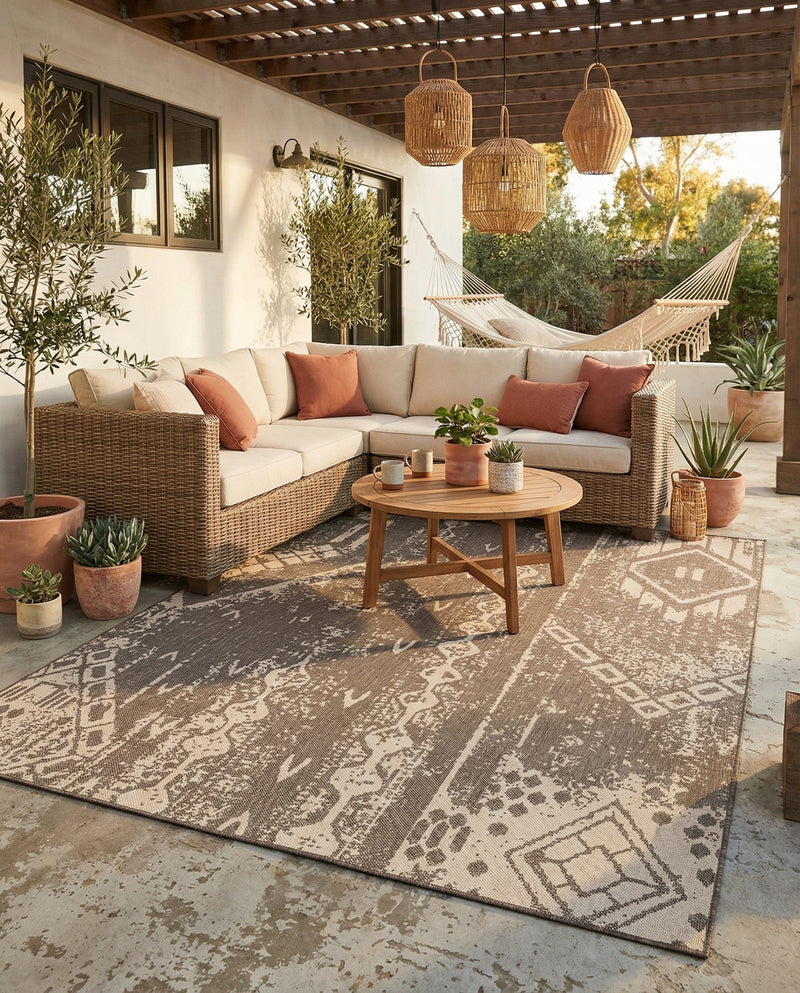 Sahara Sands Collection Area Rug -  Berenice Rectangle Natural and Brown  lifestyle 19