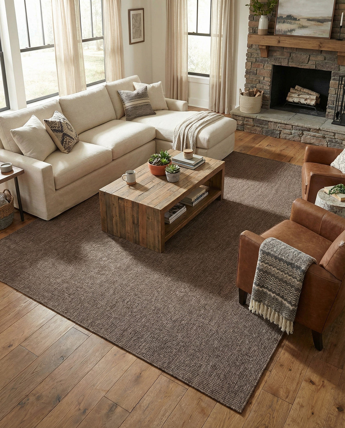Seaside Serenity Collection Area Rug - Veranda (Light Brown) Rectangle Light Brown  lifestyle 25