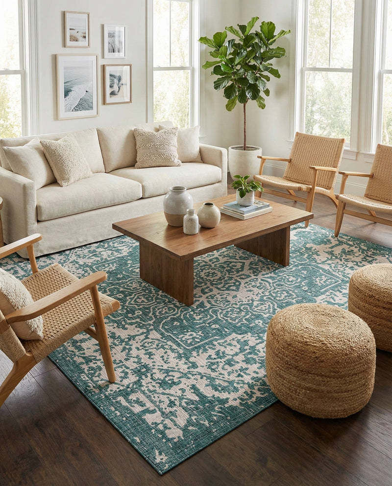 Urban Oasis Rugs Collection Area Rug -  Penthouse (Teal) Square Teal  lifestyle 48