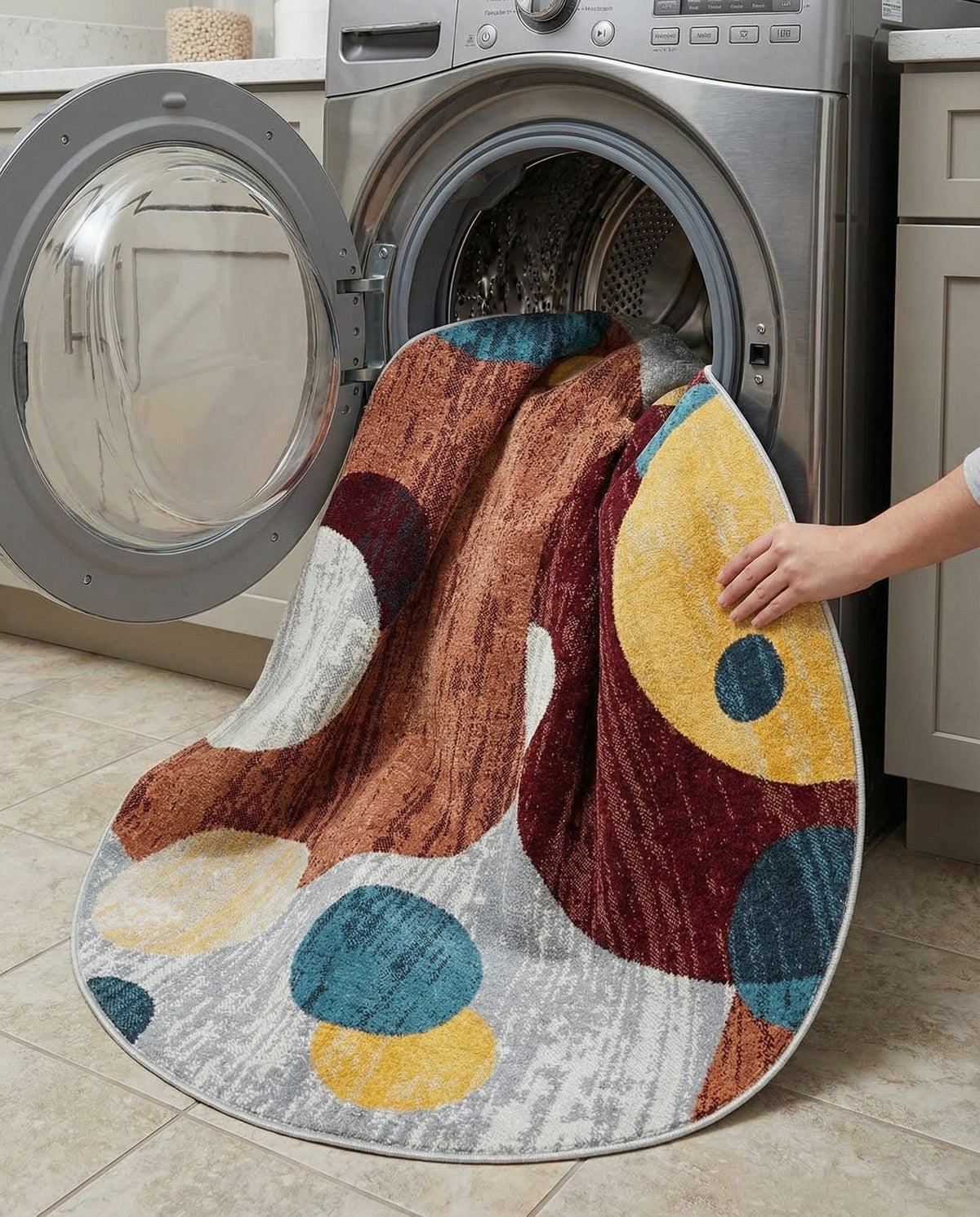 Aegean Elegance Washables Collection Area Rug -  Crete Round Multi  lifestyle 50