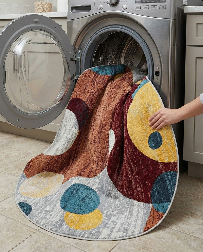 Aegean Elegance Washables Collection Area Rug -  Crete Round Multi  lifestyle 50
