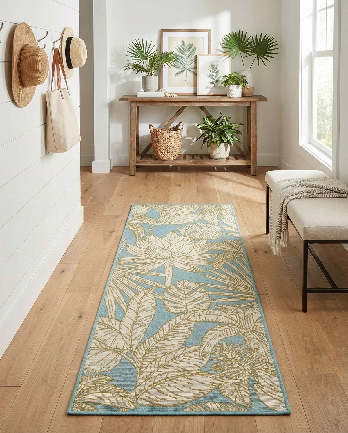 Seaside Blooms Collection Area Rug -  Shalimar Runner Soft Blue  lifestyle 57
