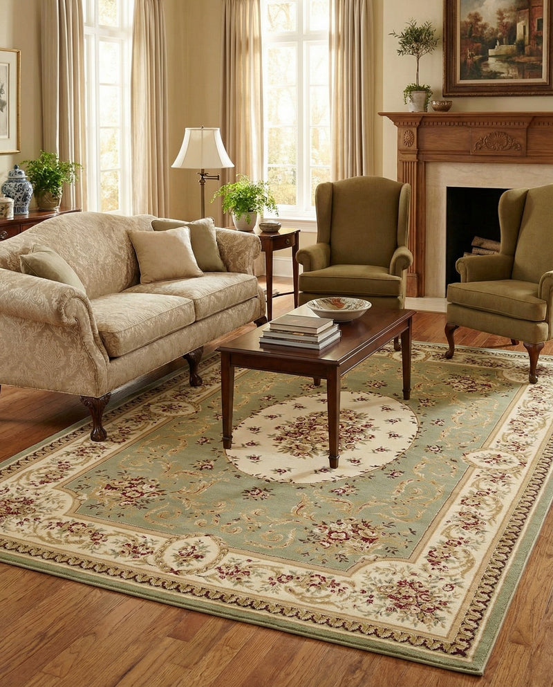 Versailles Elegance Collection Area Rug -  Bellevue Rectangle Green  lifestyle 15