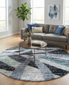 Santa Fe Trails Collection Area Rug -  Navajo Round Gray and Ivory  lifestyle 60