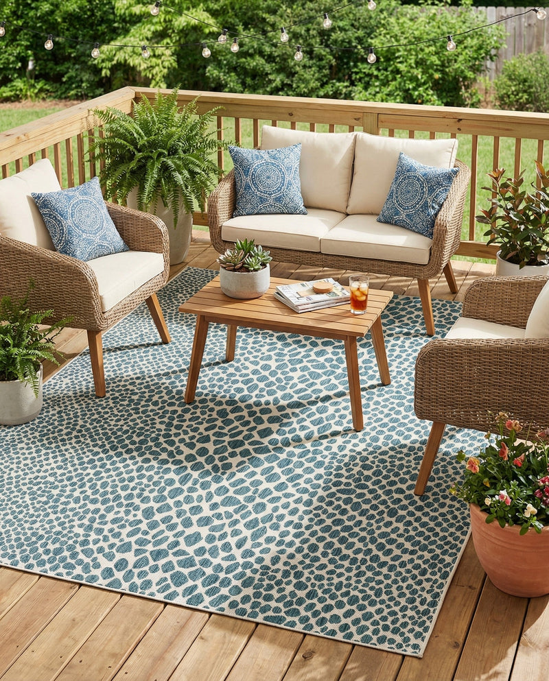 Urban Oasis Rugs Collection Area Rug -  Terrace (Teal) Rectangle Teal  lifestyle 11