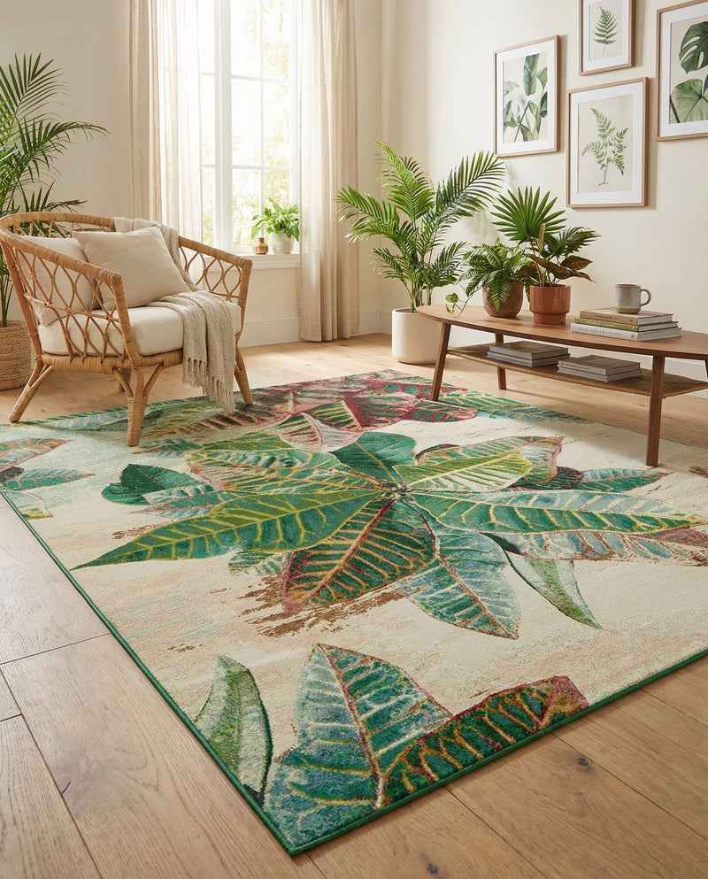 Seaside Blooms Collection Area Rug -  Fern Rectangle Multi  lifestyle 39