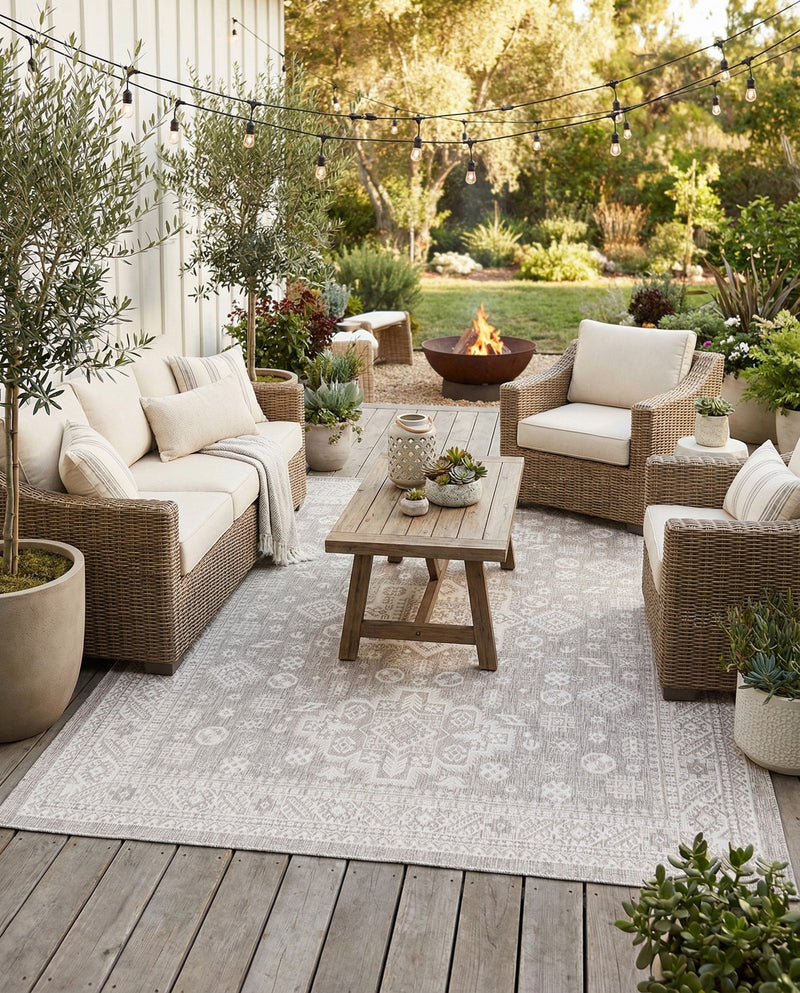 Tribal Terrace Treasures Collection Area Rug -  Incan Isle (Light Gray) Rectangle Light Gray  lifestyle 31