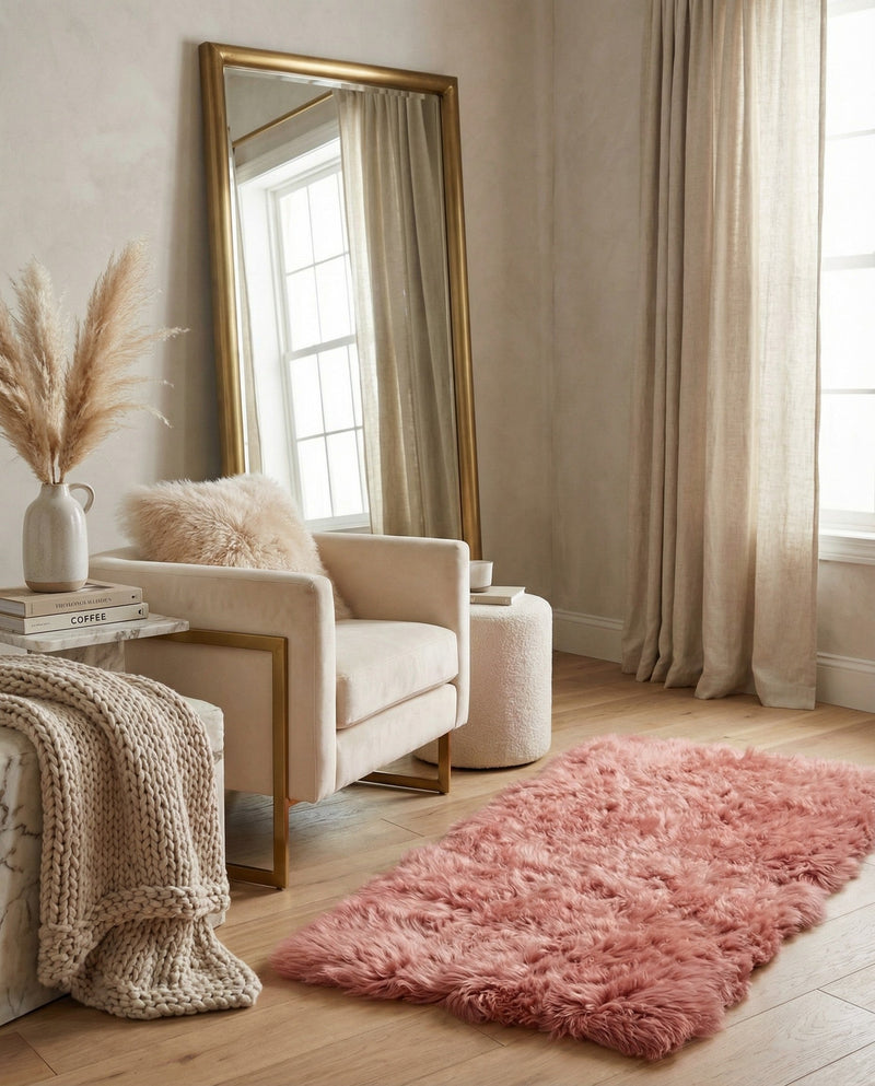 Lambskin Haven Collection Area Rug - Fleeceville Runner Pink  lifestyle 27