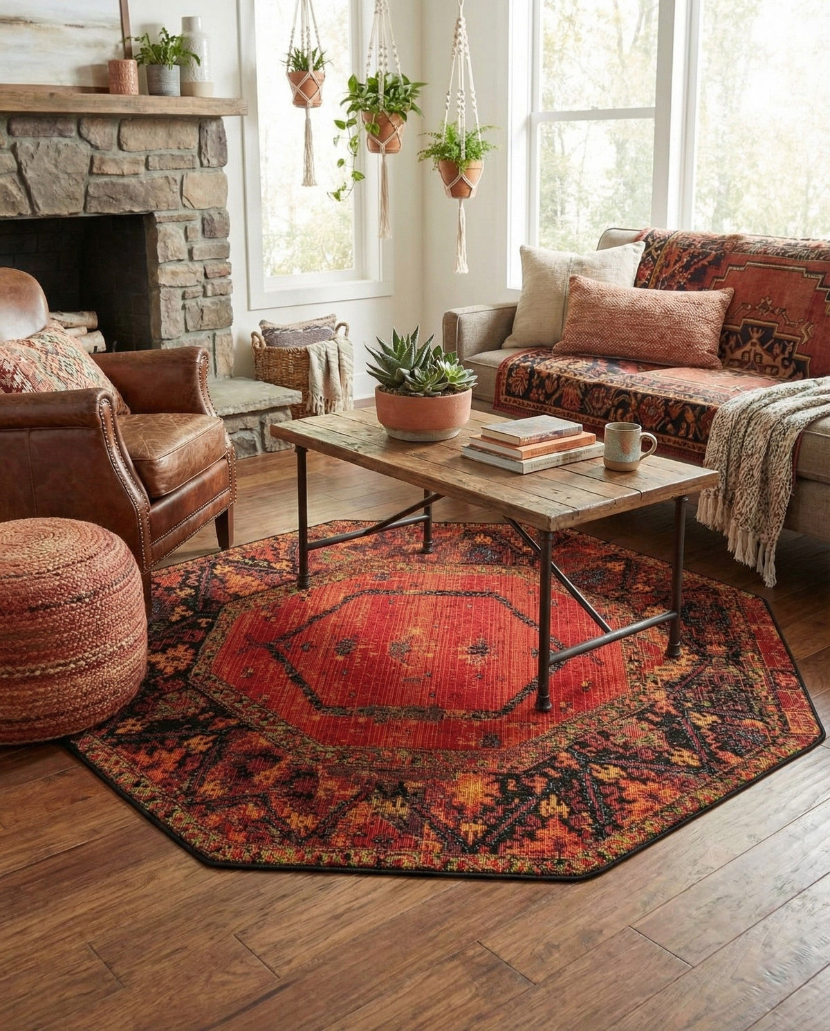 Safari Escape Rugs Collection Area Rug - Serengeti Octagon Multi  lifestyle 133