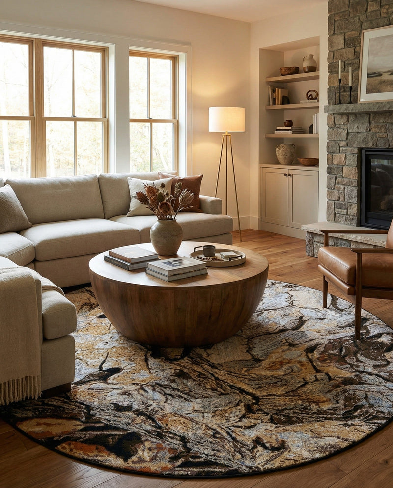 Urban Terrace Collection Area Rug -  Horizon Round Multi  lifestyle 75