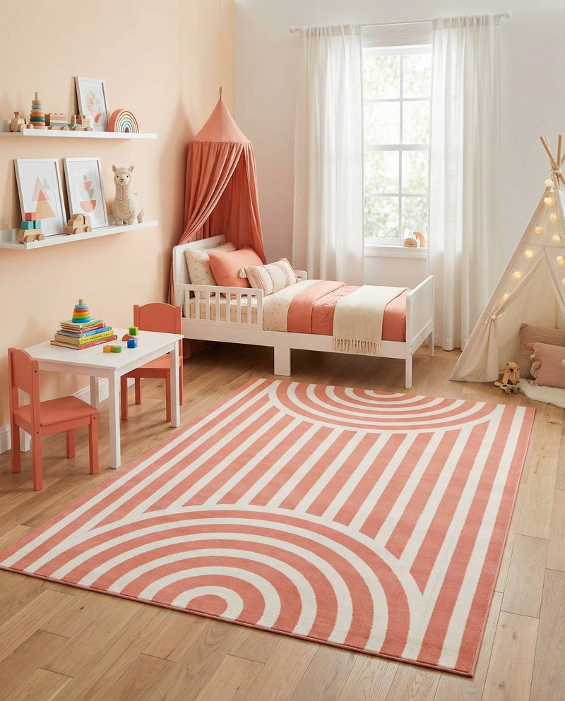 Wonder Tykes Collection Area Rug -  Joydale Rectangle Soft Coral Pink  lifestyle 19