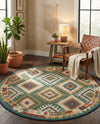 Coastal Terrace Collection Area Rug -  Sandbar Round Green  lifestyle 57