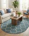 Savannah Pergola Collection Area Rug - Arbor (Teal) Oval Teal  lifestyle 78
