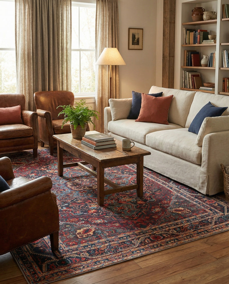 Heritage Elegance Collection Area Rug -  Schonbrunn Rectangle Burgundy  lifestyle 31