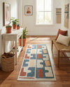 Coastal Terrace Collection Area Rug -  Sail Runner Ivory and Blue  lifestyle 55