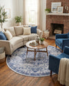 Baroque Era Collection Area Rug - Versailles (Gray Blue) Round Gray Blue  lifestyle 63