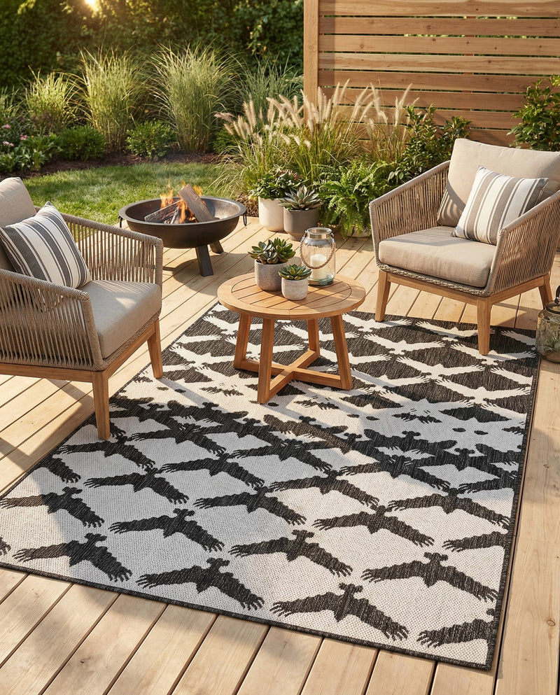 Urban Terrace Collection Area Rug -  Gramercy Rectangle Black and White  lifestyle 15