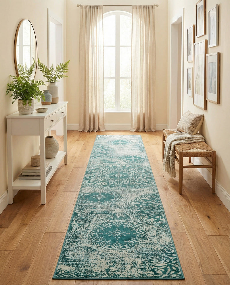 Riviera Elegance Collection Area Rug -  Monaco (Turquoise) Runner Turquoise  lifestyle 38