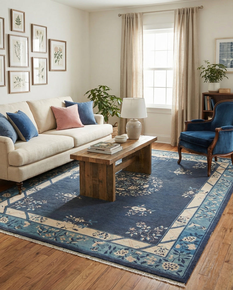 Bazaar Chic Collection Area Rug -  Ouarzazate Rectangle Navy Blue  lifestyle 16