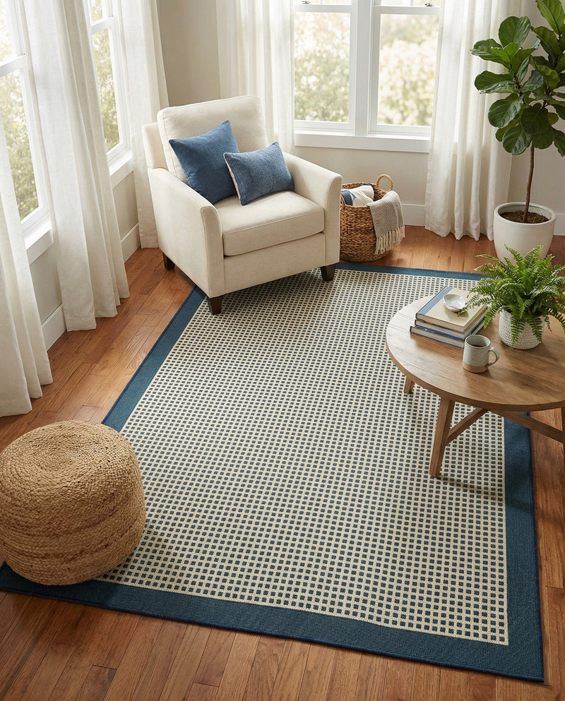 Terrace Fringe Collection Area Rug - Oceanside Rectangle Navy Blue  lifestyle 7