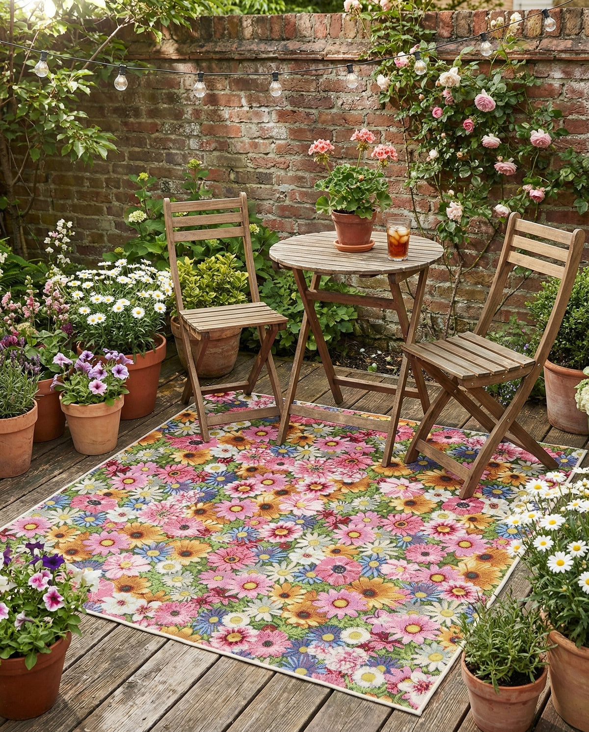 Seaside Blooms Collection Area Rug -  Marseilles Square Multi  lifestyle 116