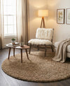 Plush Oasis Collection Area Rug - Serenity (Sandy Brown) Round Sandy Brown  lifestyle 46