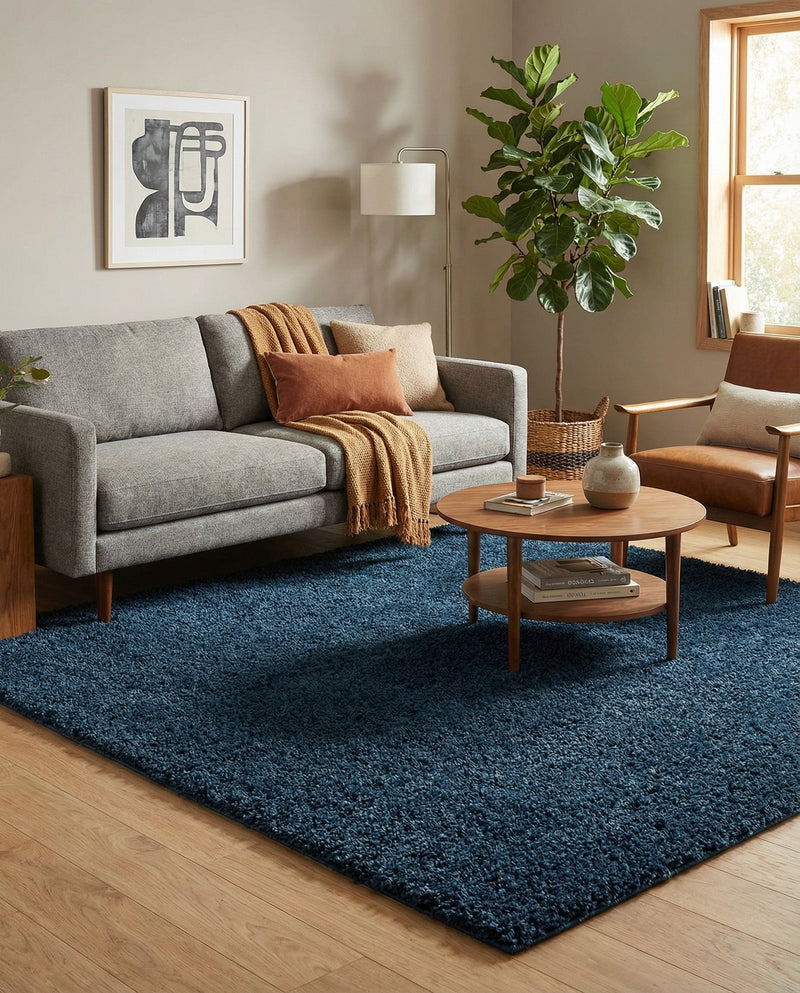 Plush Oasis Collection Area Rug - Serenity (Sapphire Blue) Square Sapphire Blue  lifestyle 41