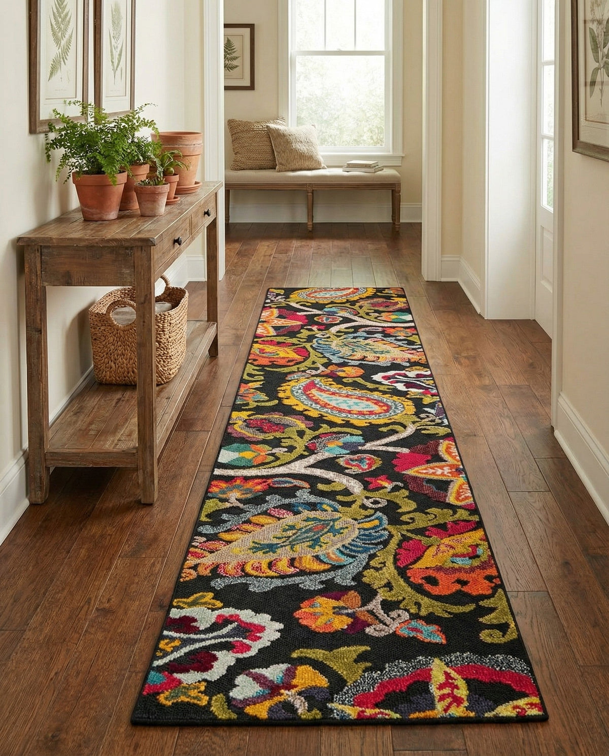 Outdoor Marrakesh Collection Area Rug - Fes Runner Multi Black  lifestyle 138