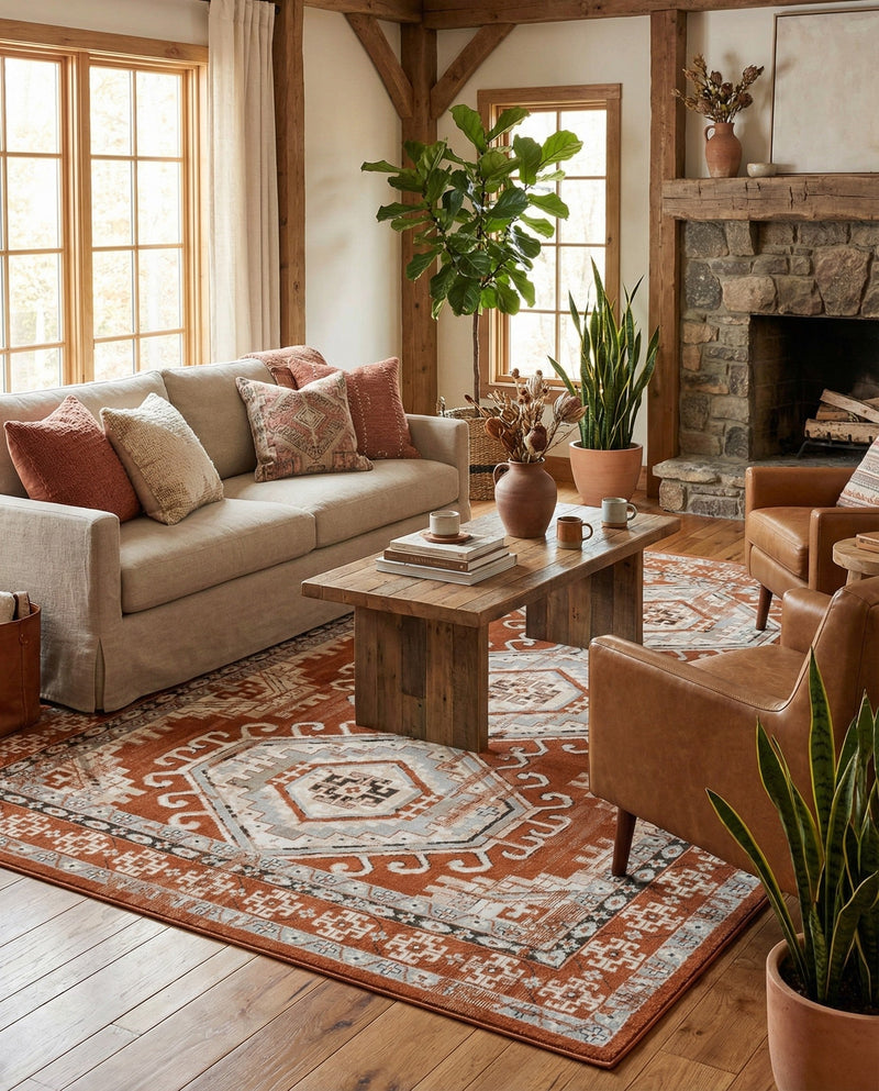 Savannah Elegance Collection Area Rug -  Tybee (Terracotta) Rectangle Terracotta  lifestyle 13