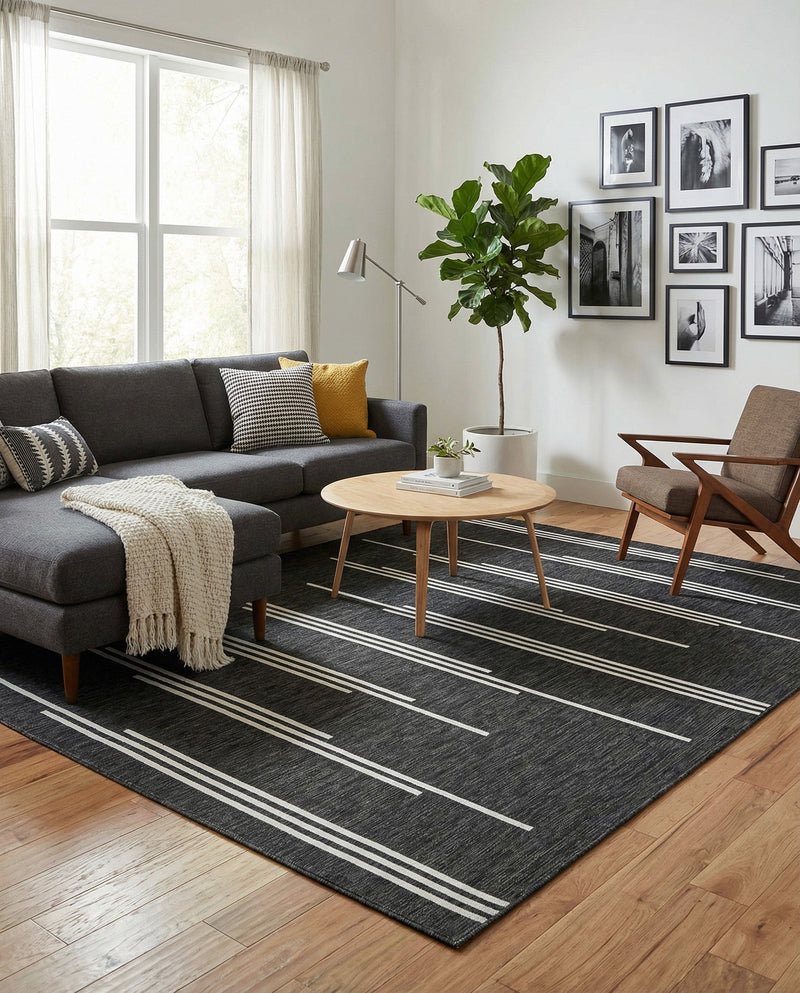 Urban Terrace Collection Area Rug -  Brooklyn Rectangle Black and White  lifestyle 20
