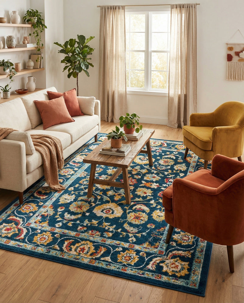 Adriana Terrace Collection Area Rug -  Positano (Navy Blue) Rectangle Navy Blue  lifestyle 16