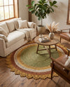 Woven Seaside Jute Collection Area Rug - Coastalhaven (Sunflower Yellow) Round Sunflower Yellow  lifestyle 20