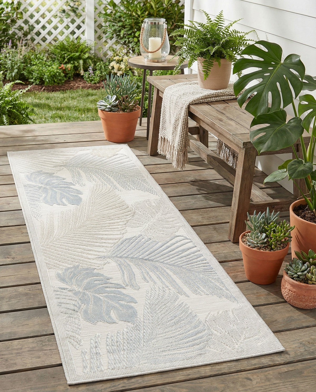 Seaside Blooms Collection Area Rug -  Tranquil Runner Gray  lifestyle 84
