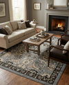 Tabriz Tapestry Collection Area Rug - Sahand (Dark Gray) Rectangle Dark Gray  lifestyle 18