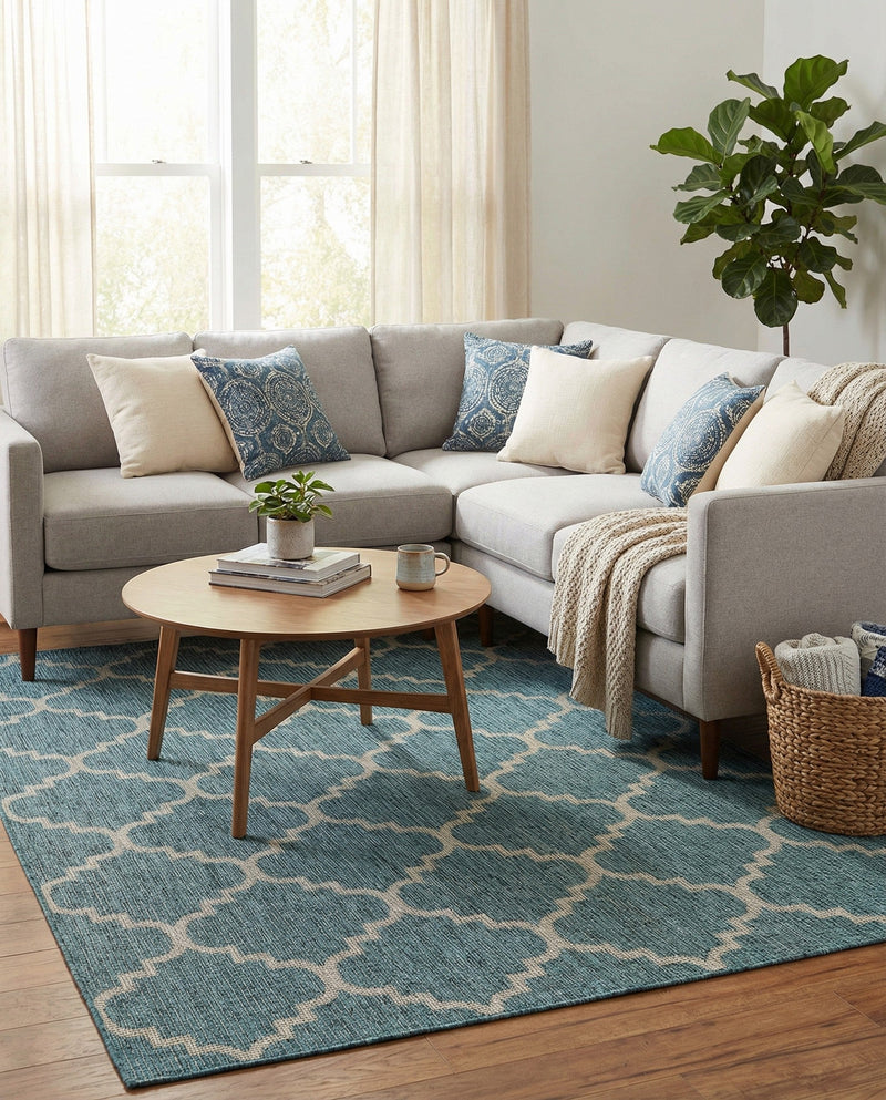 Savannah Pergola Collection Area Rug - Arbor (Teal) Rectangle Teal  lifestyle 15