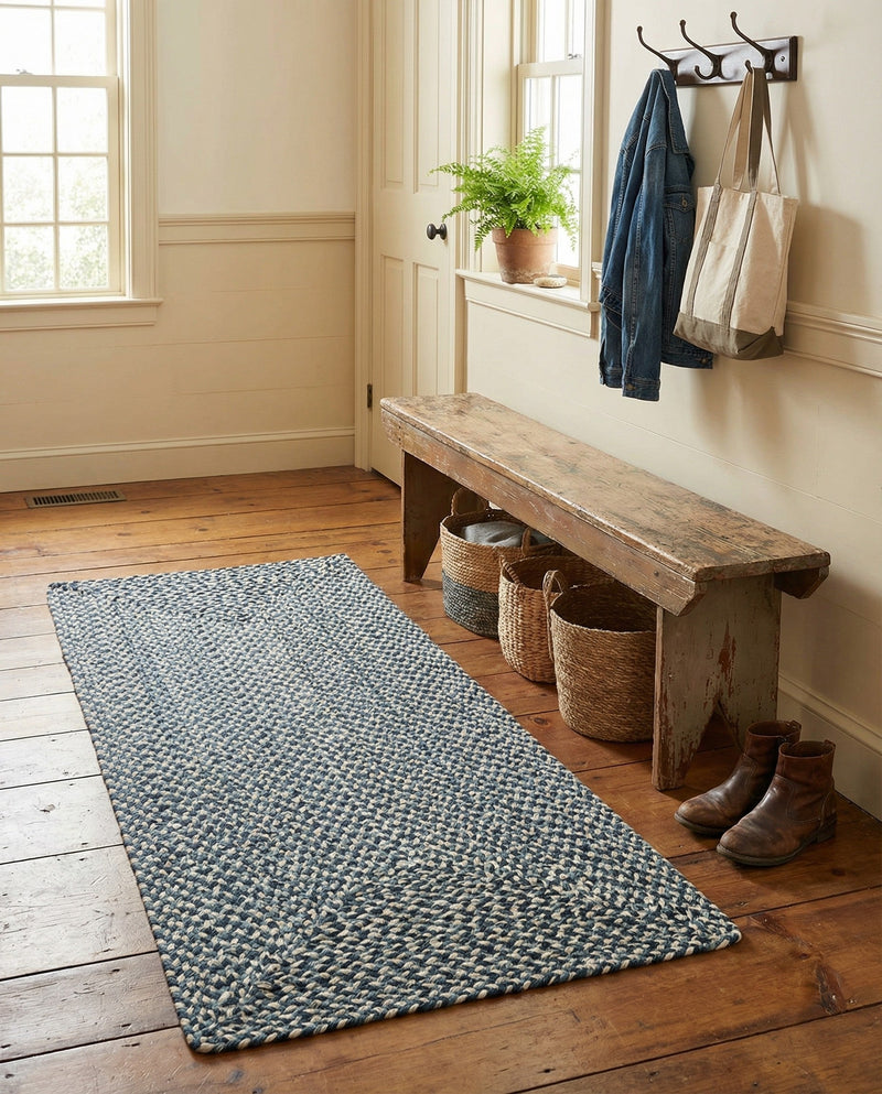Highland Woven Jute Collection Area Rug - Glenmore (Navy Blue) Runner Navy Blue  lifestyle 49