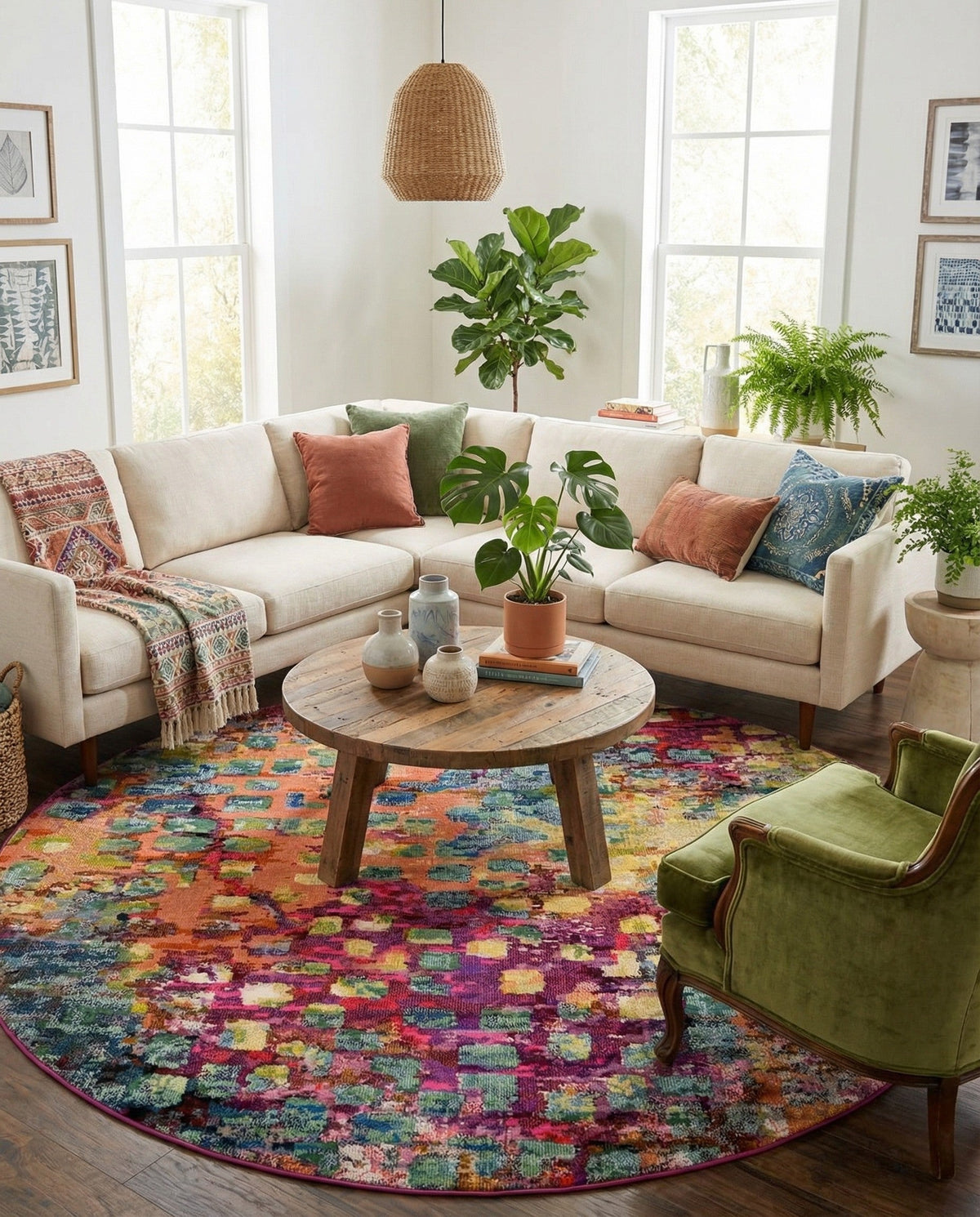 Sevilla Splendor Collection Area Rug -  Andalusia Round Multi  lifestyle 31