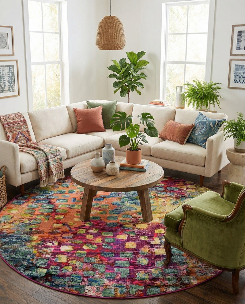 Sevilla Splendor Collection Area Rug -  Andalusia Round Multi  lifestyle 31