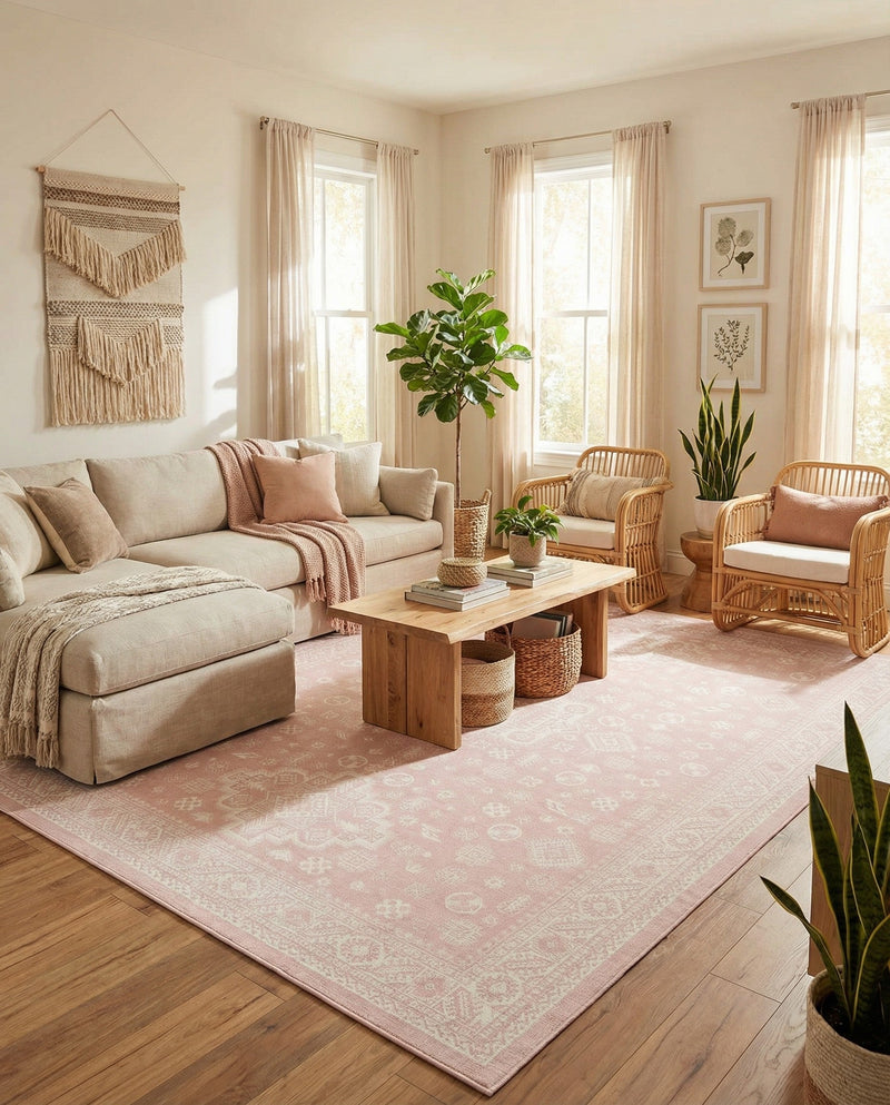 Tribal Terrace Treasures Collection Area Rug -  Incan Isle (Pink) Rectangle Pink  lifestyle 34