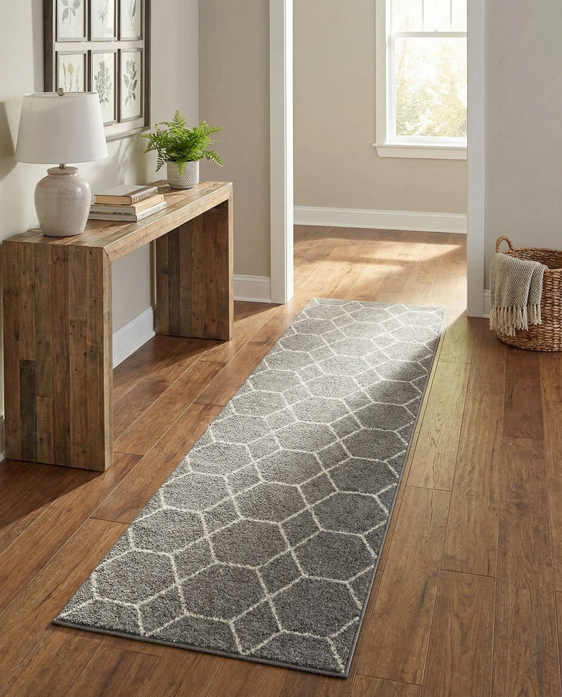 Trellis Mosaic Collection Area Rug - Arborville (Light Gray) Runner Light Gray  lifestyle 66