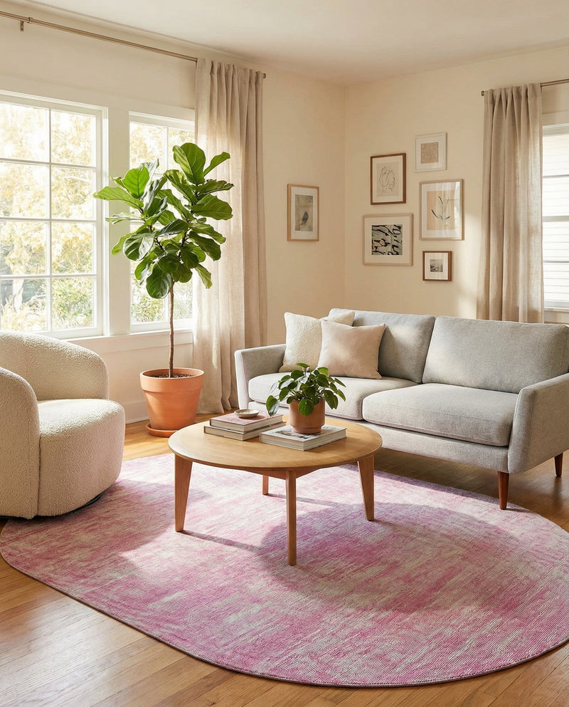 Sahara Essence Collection Area Rug - Oasis (Pink) Oval Pink  lifestyle 79