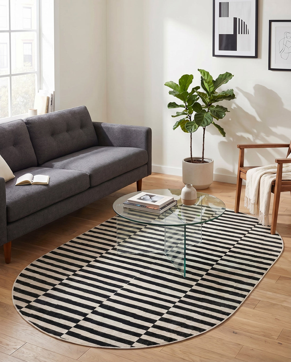 Soho Elegance Collection Area Rug -  Hudson (Black) Oval Black  lifestyle 97