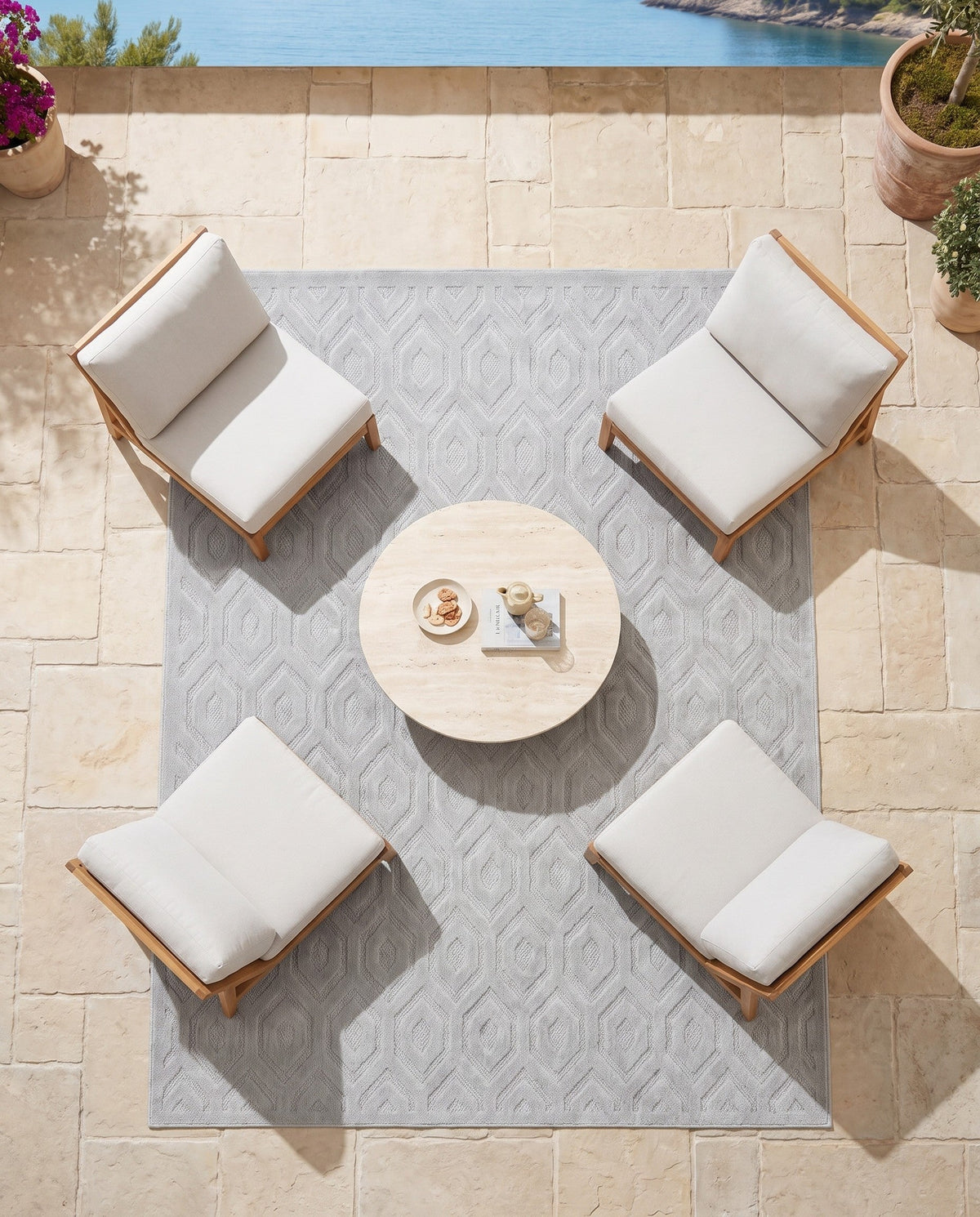 Garden Lattice Charm Collection Area Rug - Arbor (Gray) Square Gray  lifestyle 59