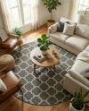 Savannah Pergola Collection Area Rug - Arbor (Black) Round Black  lifestyle 33