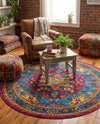 Caribbean Cove Collection Area Rug -  Canouan Round Pink Blue  lifestyle 42