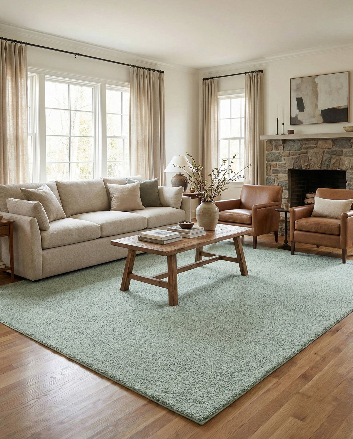 Solid Shag Seaside Collection Area Rug - Azure Cove (Sea Salt Blue) Rectangle Sea Salt Blue  lifestyle 13
