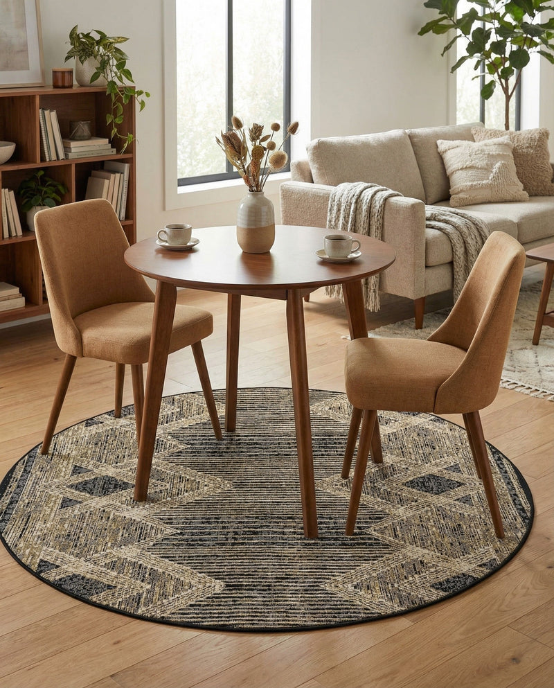 Urban Terrace Collection Area Rug -  Loft Round Charcoal  lifestyle 74