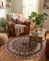 Venetian Tapestry Collection Area Rug -  Burano Round Multi  lifestyle 49